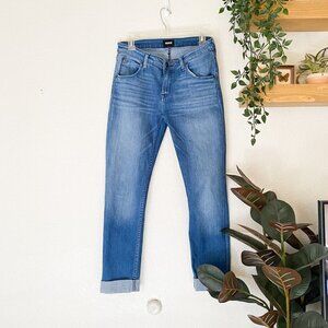 🦋 HUDSON Bacara Medium Wash Straight Leg Cropped Cuffed Jeans Size 28